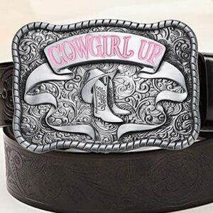Cowgirl Up‎ Women's Silver Belt Buckle